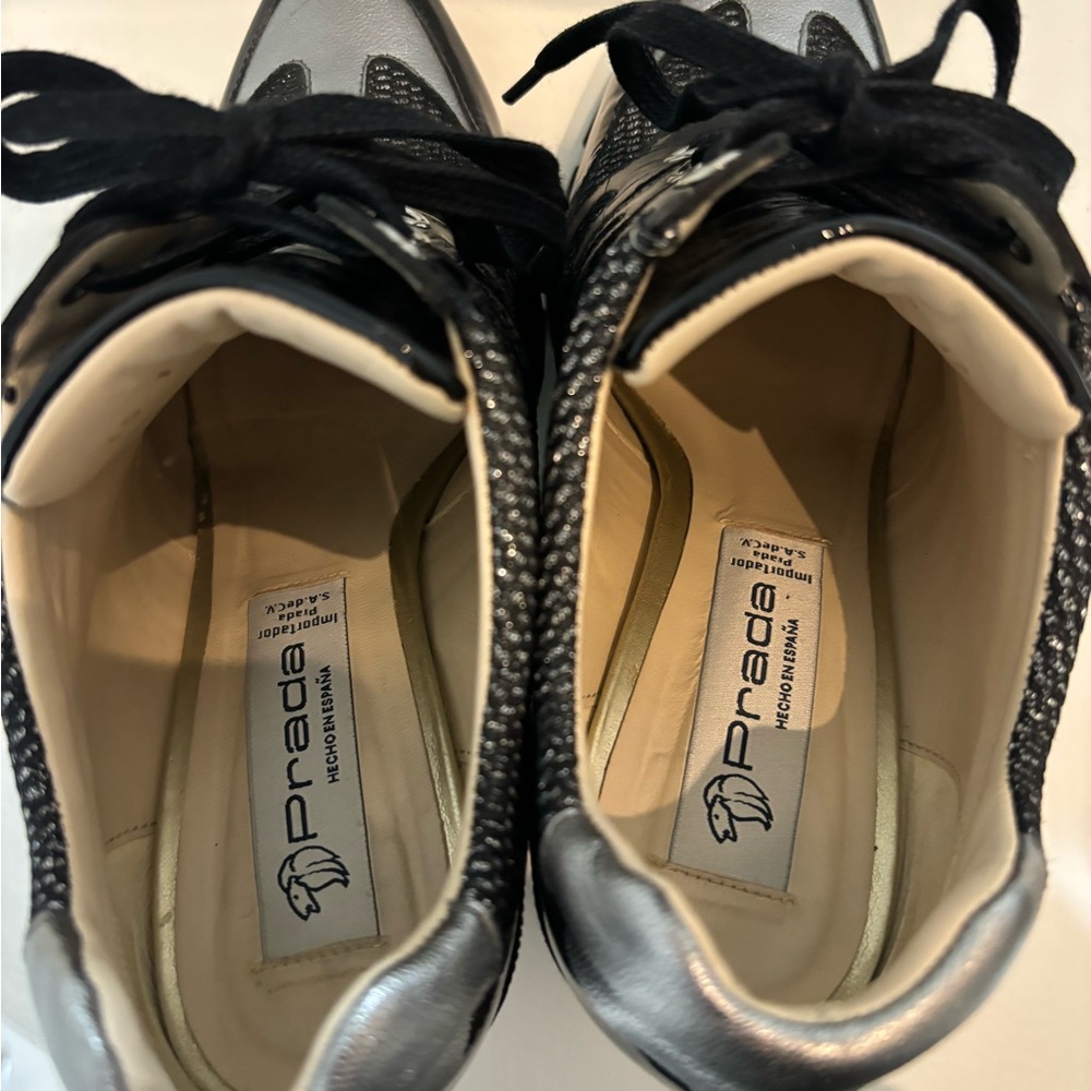 Black and Silver Women's Lace-Up Heels - Picture 4 of 8